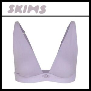 2/$35 NWT SKIMS Lavender Lace Pointelle Logo Plunge Bralette size 2x